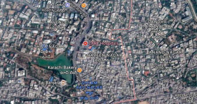 A Map of the Two Neighborhoods: The West Side with the Lake and the East Where Naveen Nagar and Anand Nagar Colony Are